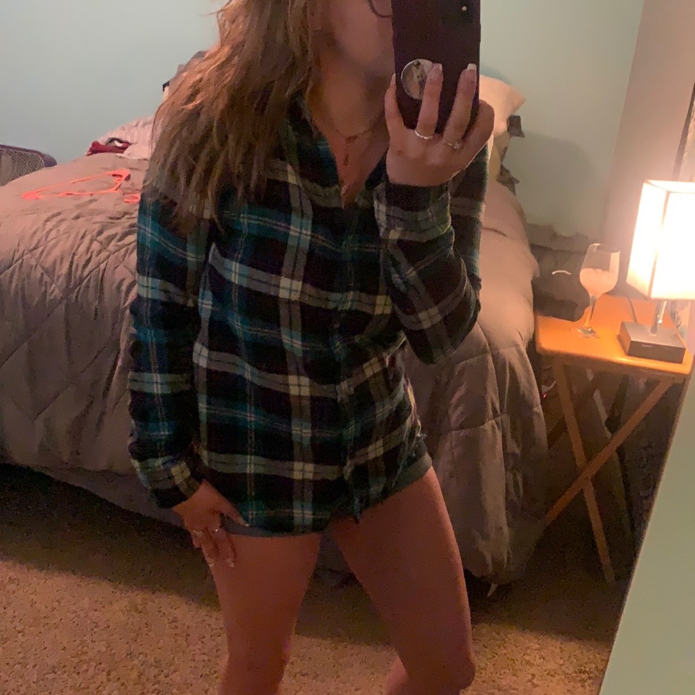 Blue purple plaid flannel